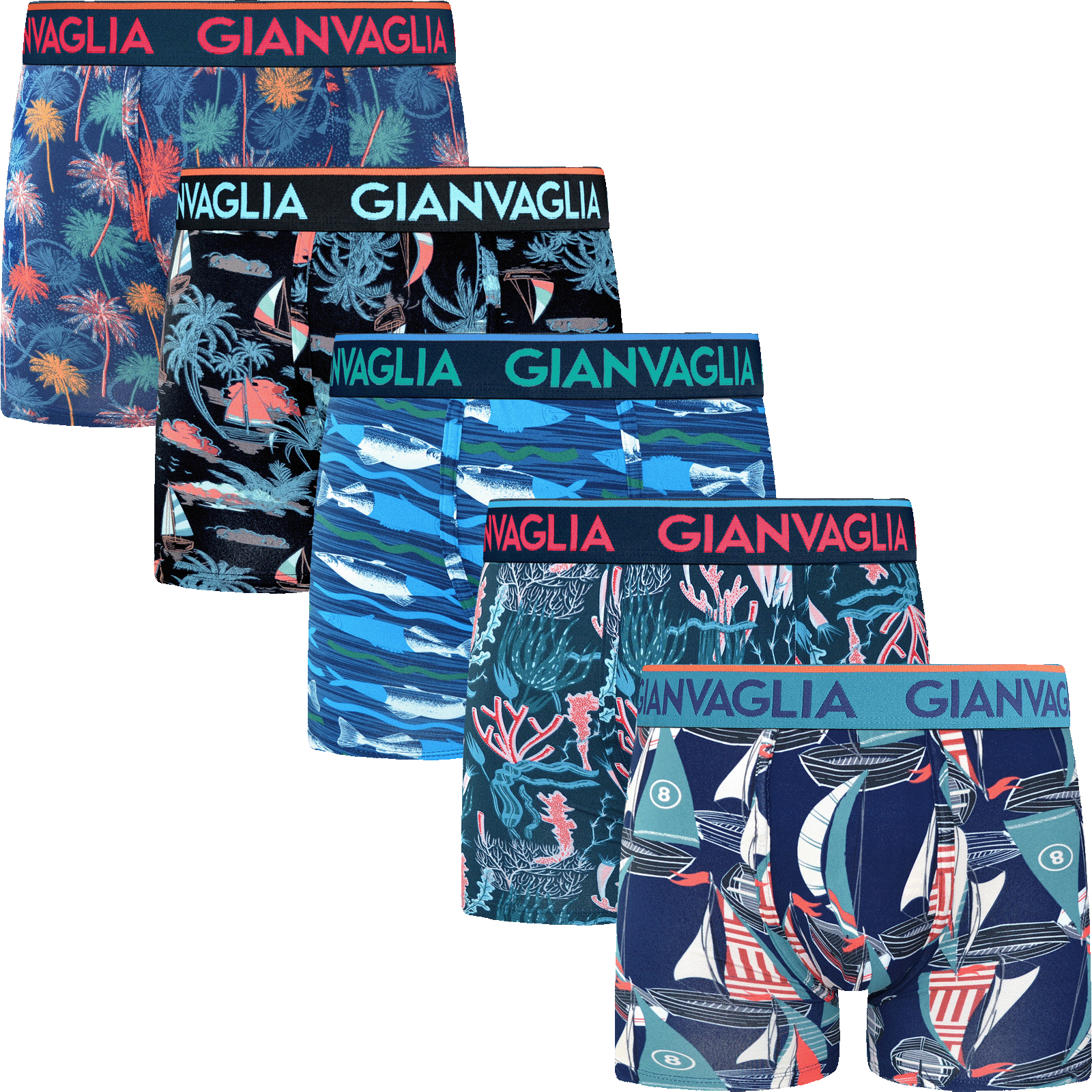 Gianvaglia Heren Boxershort Sealife 5-Pak