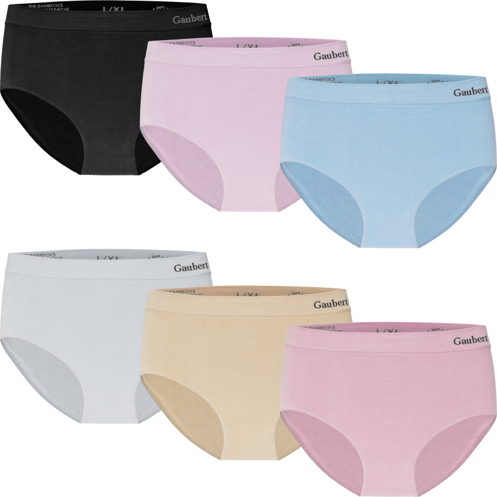 Gaubert® Naadloze Bamboe Midi Slips Dames 6-Pak