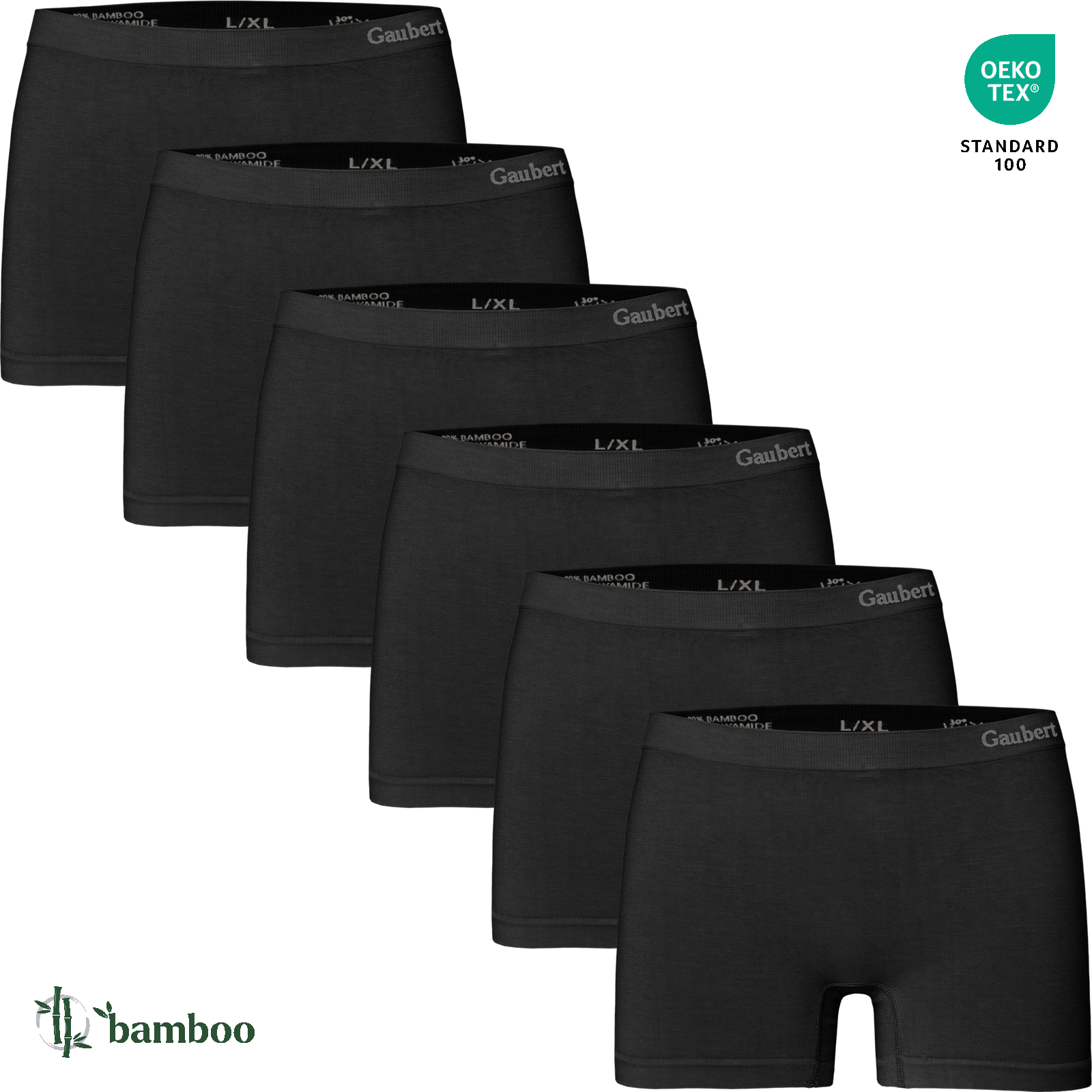 Gaubert Boxershort Naadloos Bamboe Dames Zwart 6-Pak