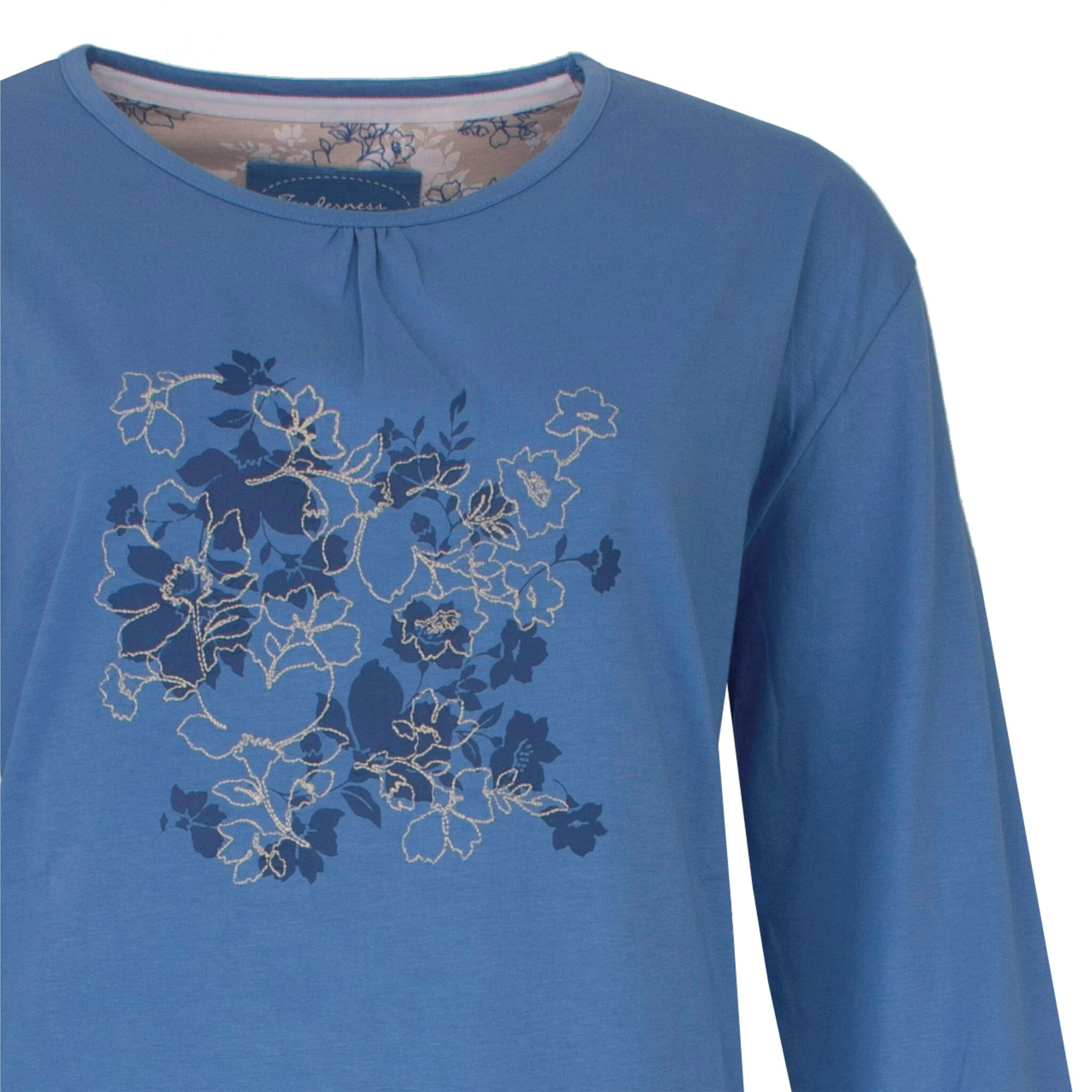 Tenderness Dames Nachthemd Lange Mouw Blauw