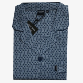 Gentlemen Heren Pyjama Doorknoop Katoen Blauw