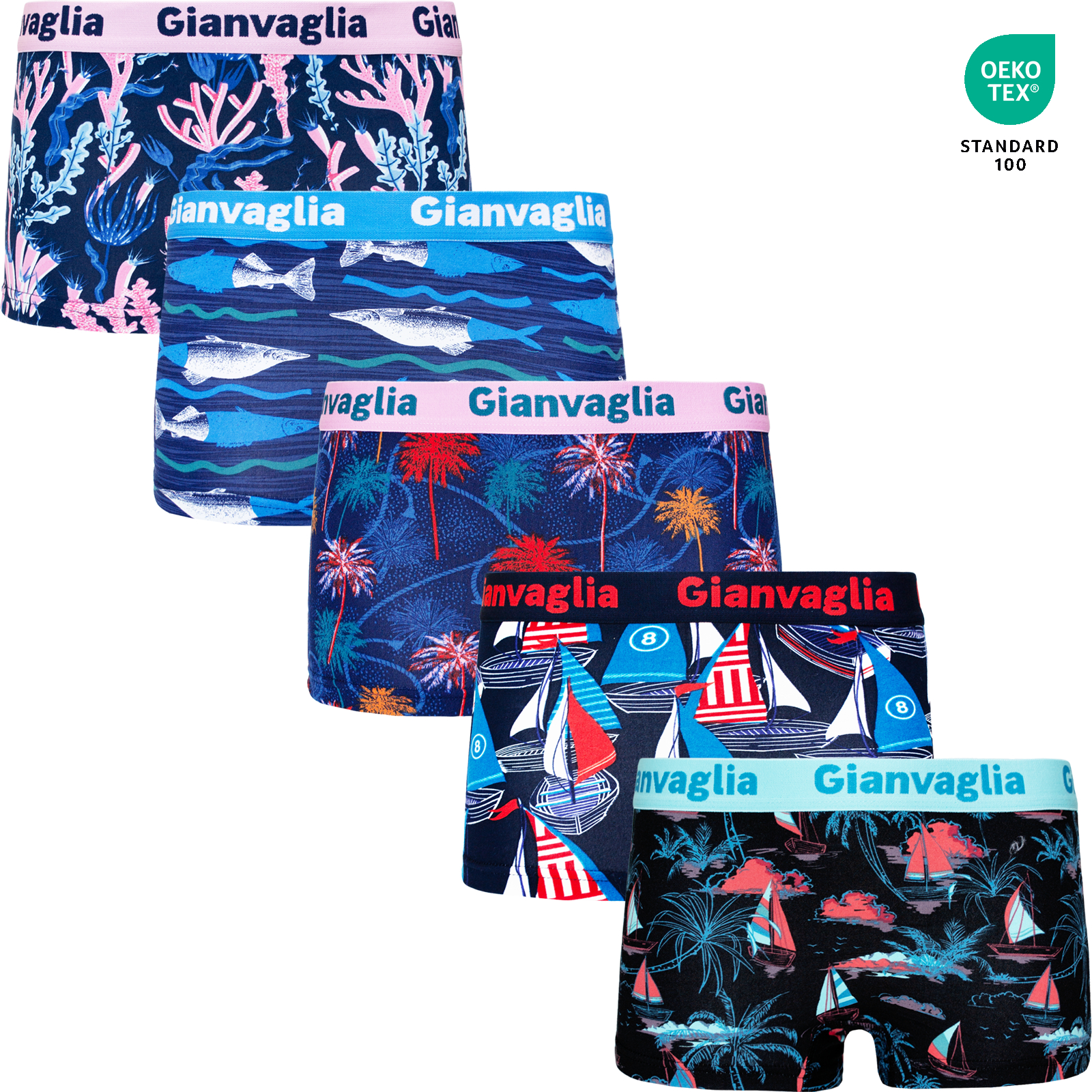 Gianvaglia Boxer Dames Sealife Katoen 5-Pak