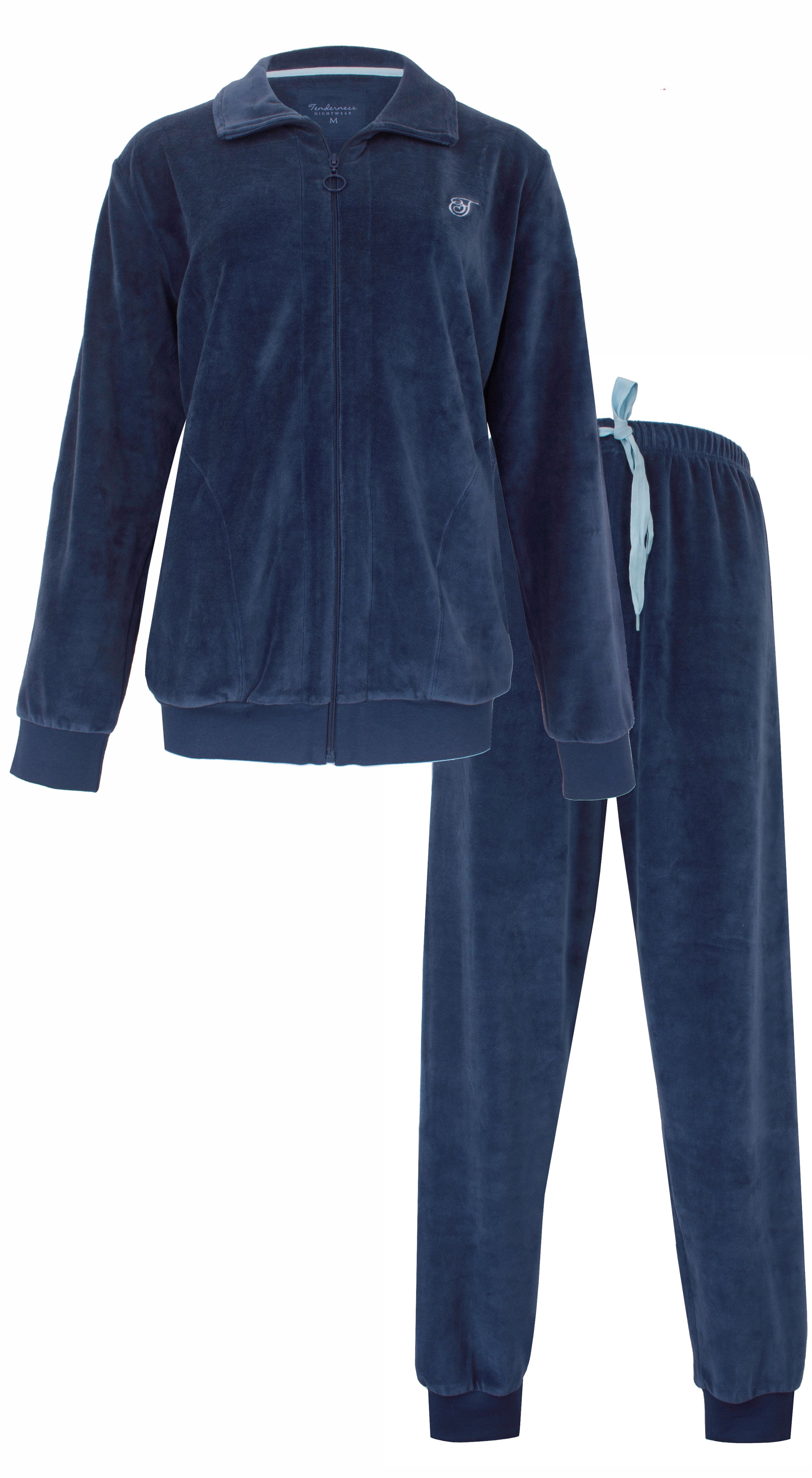 Tenderness Dames Huispak Velours Blauw