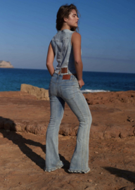 Flared Denim Jeans Blauw