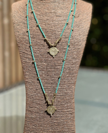 Ketting Coin Kort Turquoise