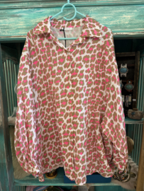 Blouse Neon Leopard Fuchsia/Taupe
