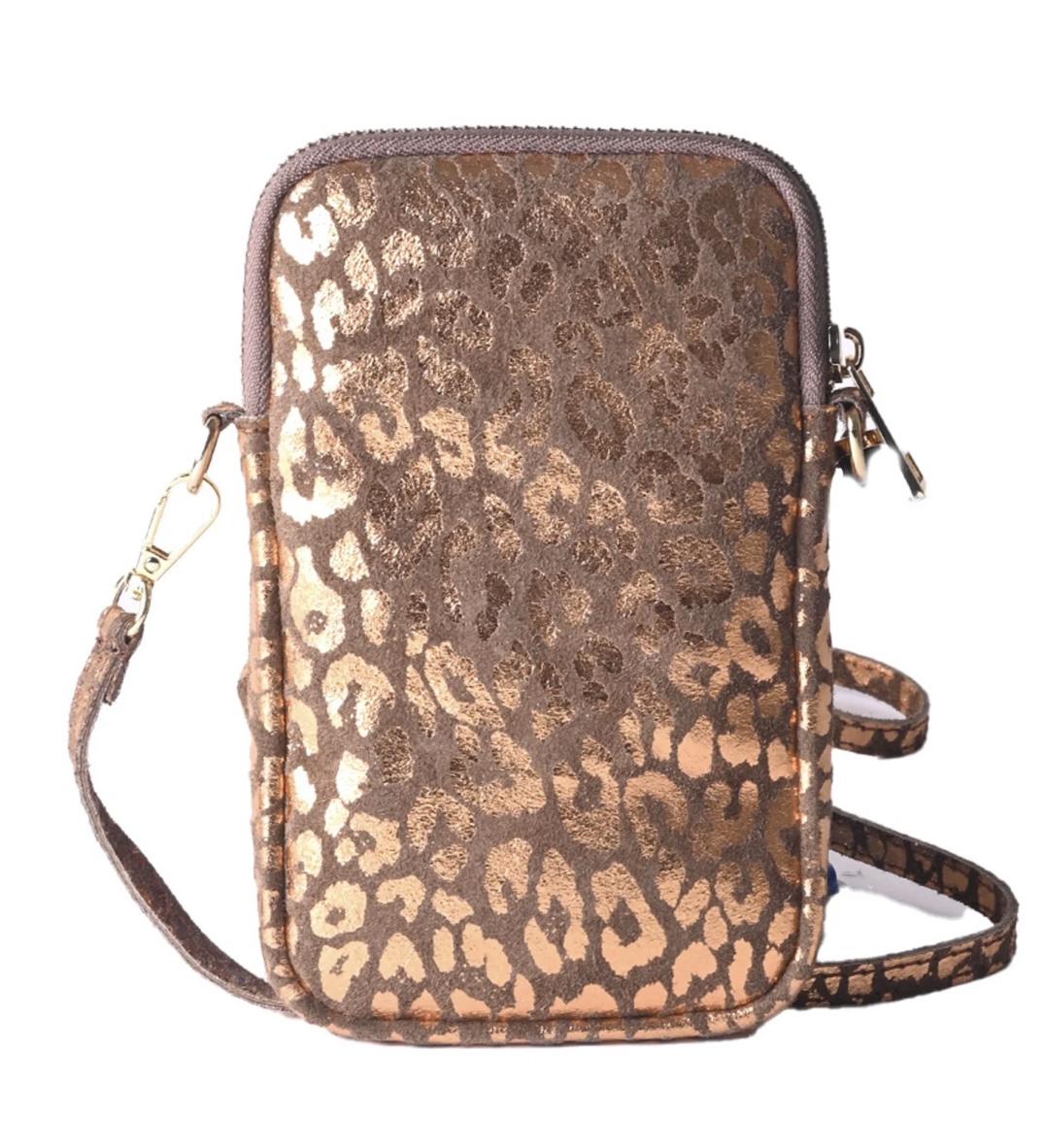 Nubuck Telefoontasje Panter Brons/Rosé