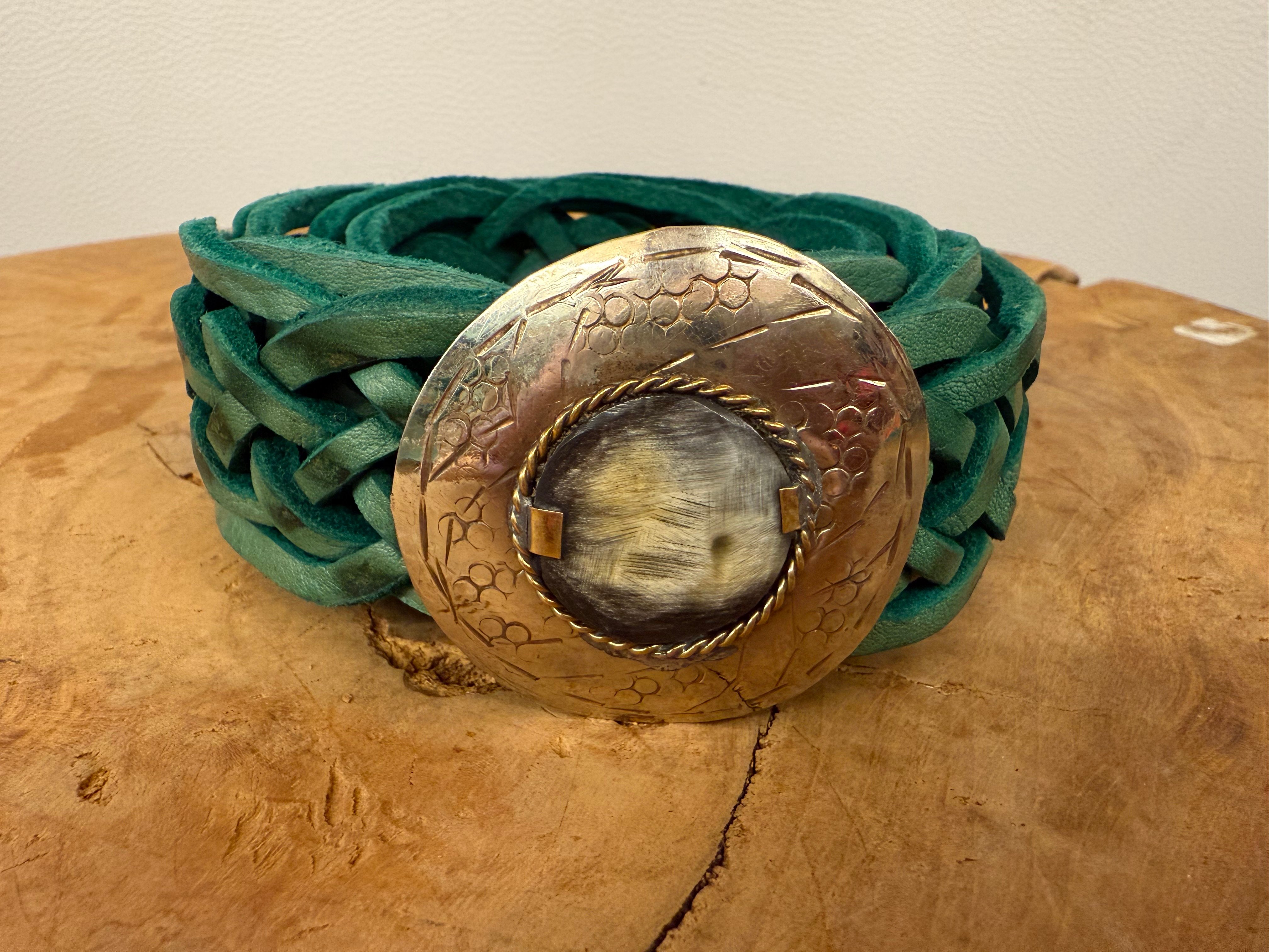 Bohemian Leather Belt Groen Smal 2