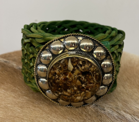 Bohemian Leather Belt Groen Breed