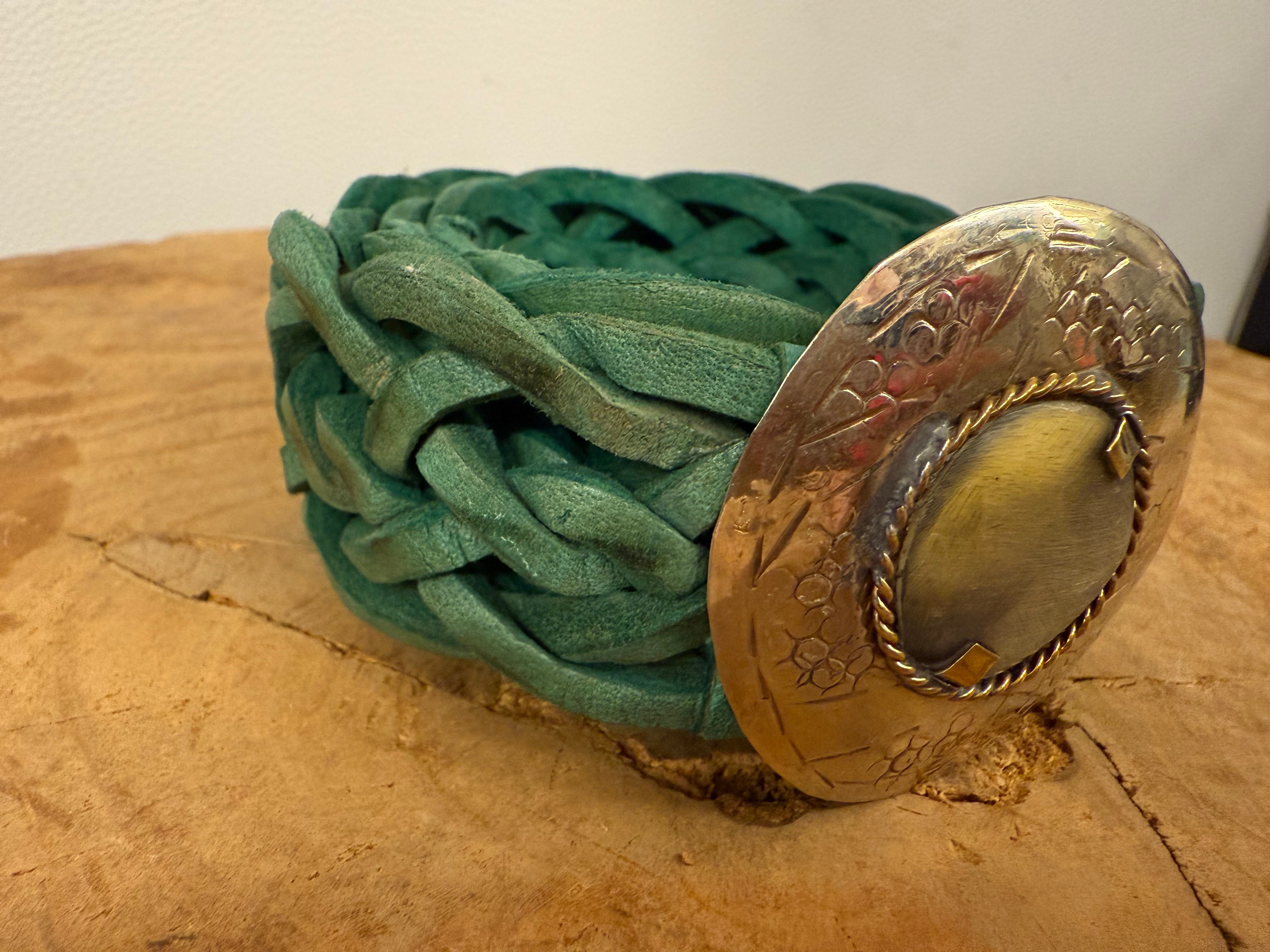 Bohemian Leather Belt Groen Smal 3