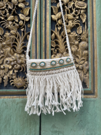 Boho Crocket Tas Schelpen Wit/Turqoise