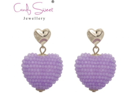 Candy Sweet Oorbellen Hart Lila