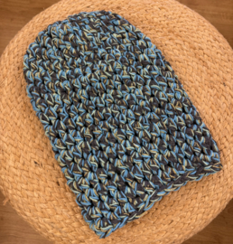 Zomer Beanie Gemeleerd Blauw/Donker Grijs/Mint Groen