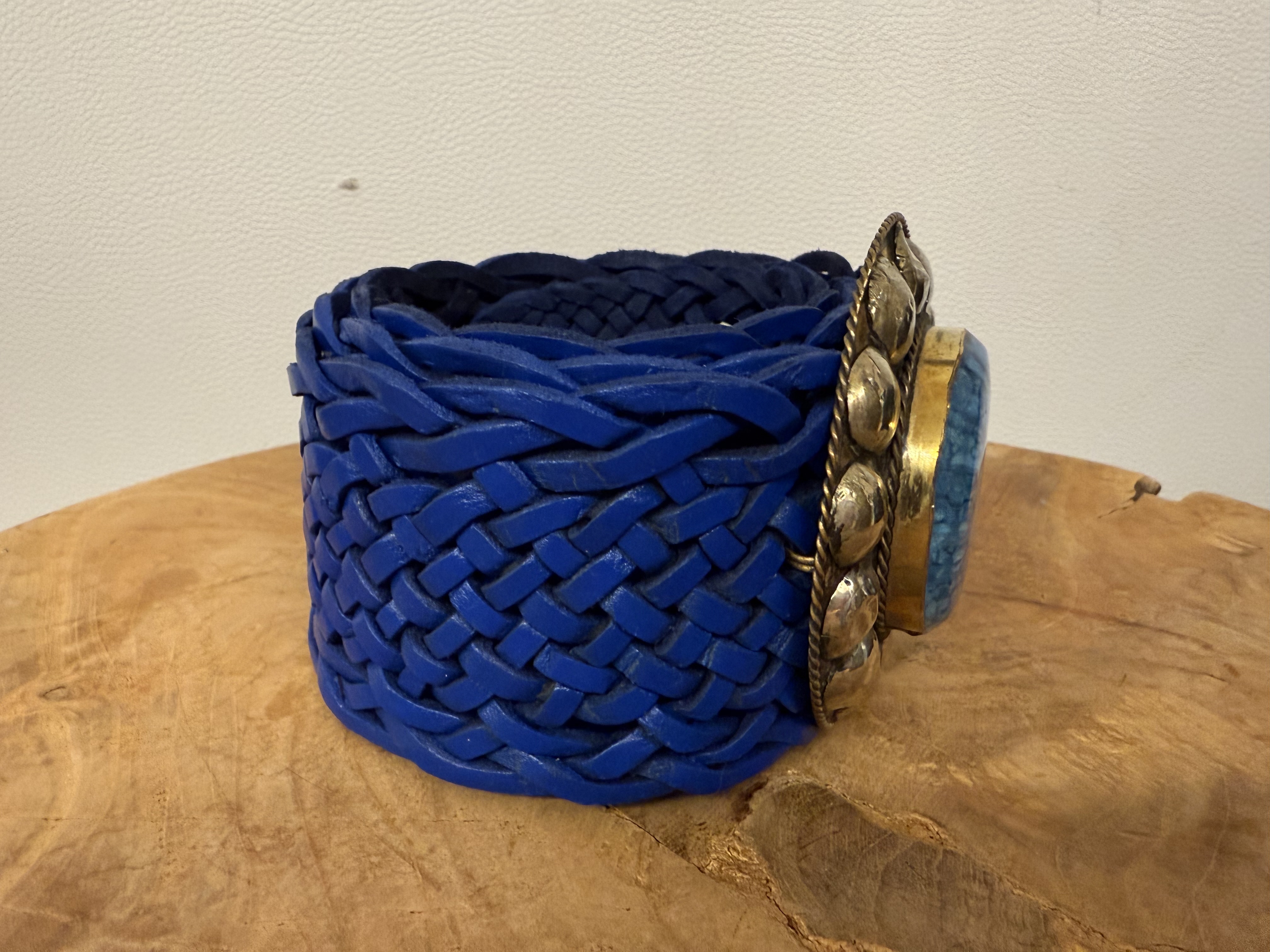 Bohemian Leather Belt Donker Blauw Breed