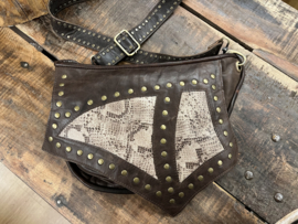 Crossbody Tas Snake Donker Bruin Leer