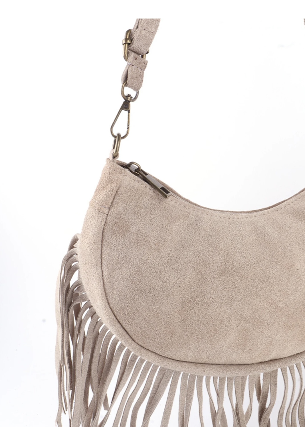 Suéde Franjer Tas Beige