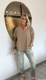 Shirt V-hals Camel