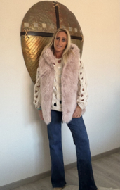 Bodywarmer Capuchon Fake Fur Oud Roze