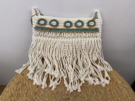 Boho Crocket Tas Schelpen Wit/Turqoise