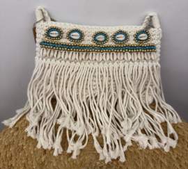 Boho Crocket Tas Schelpen Wit/Turqoise