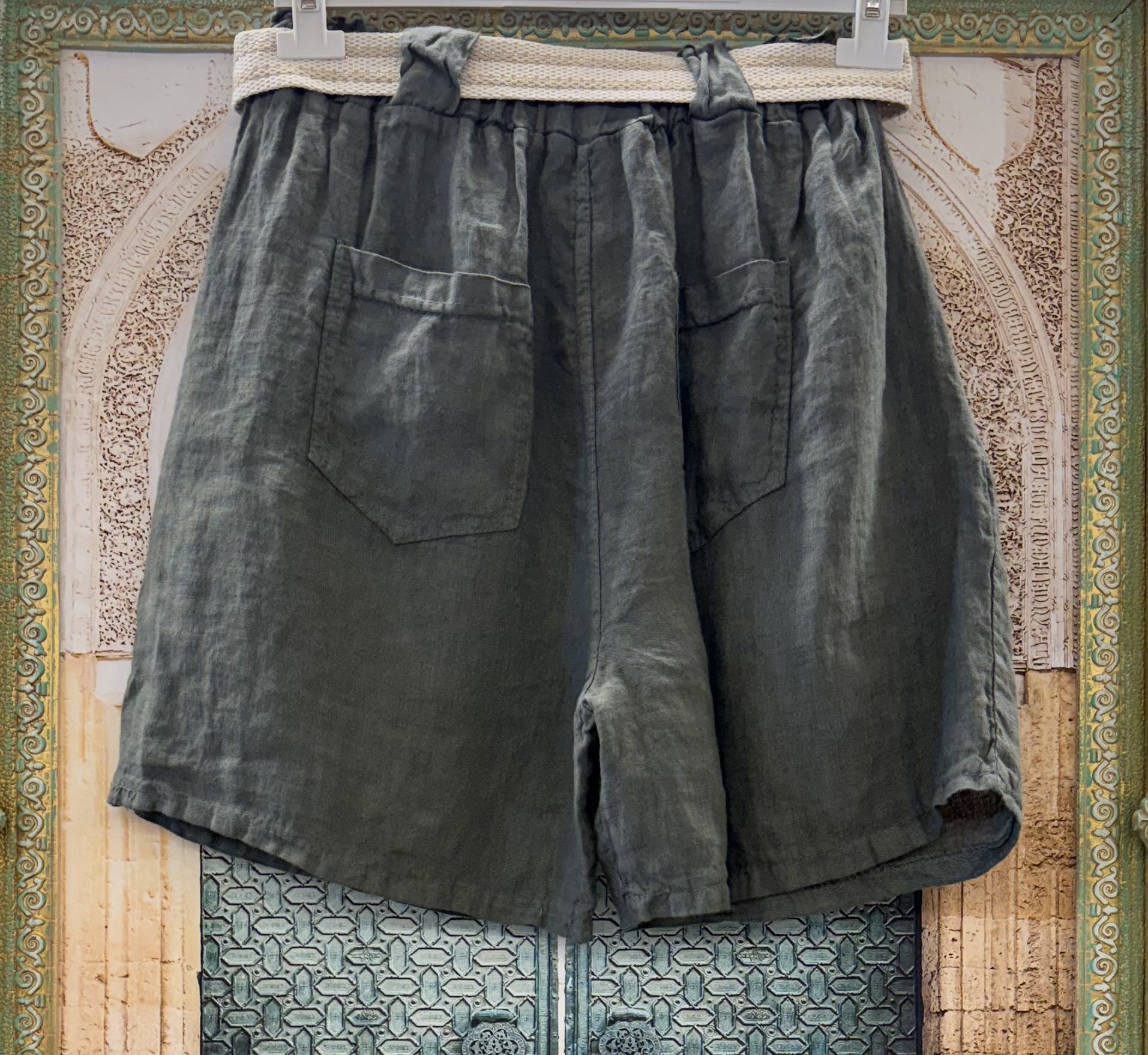 Linnen Short Donker Groen