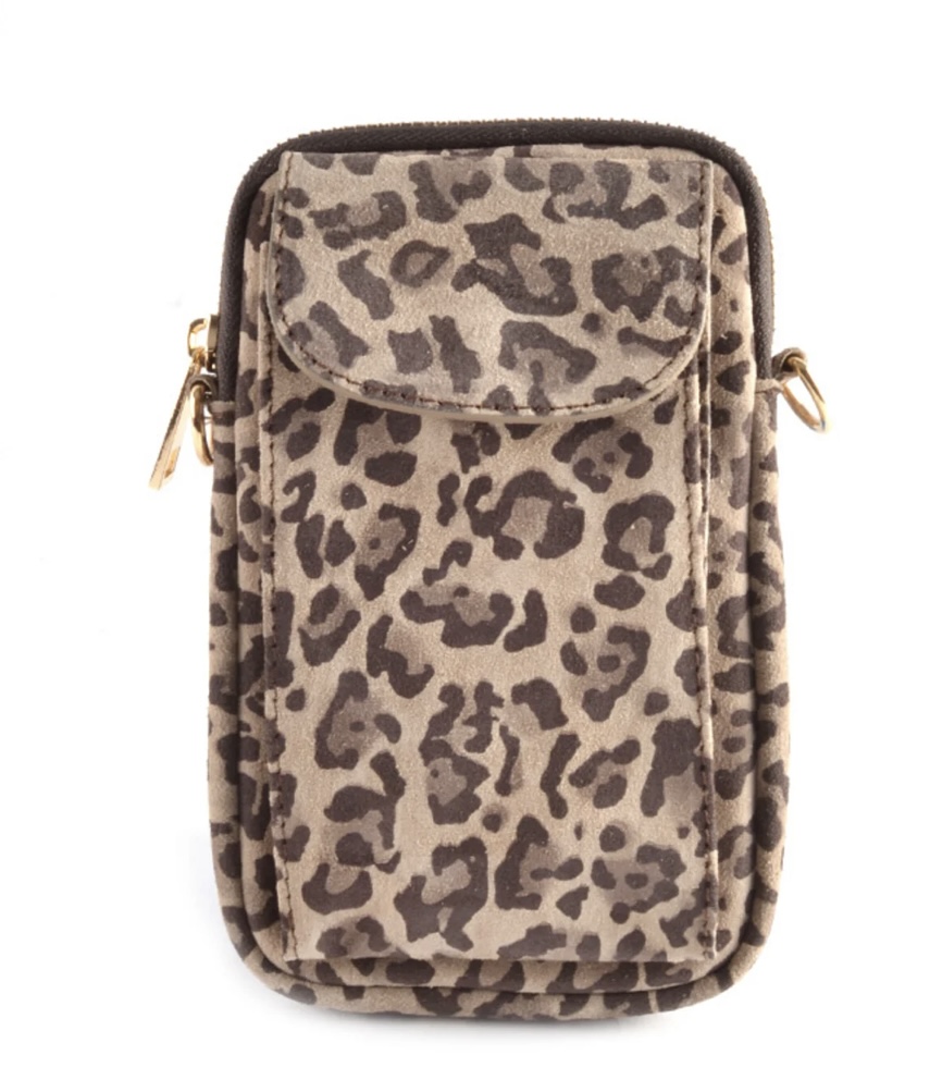 Nubuck Telefoontasje Panter Beige