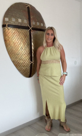 Long Jute Skirt Lime