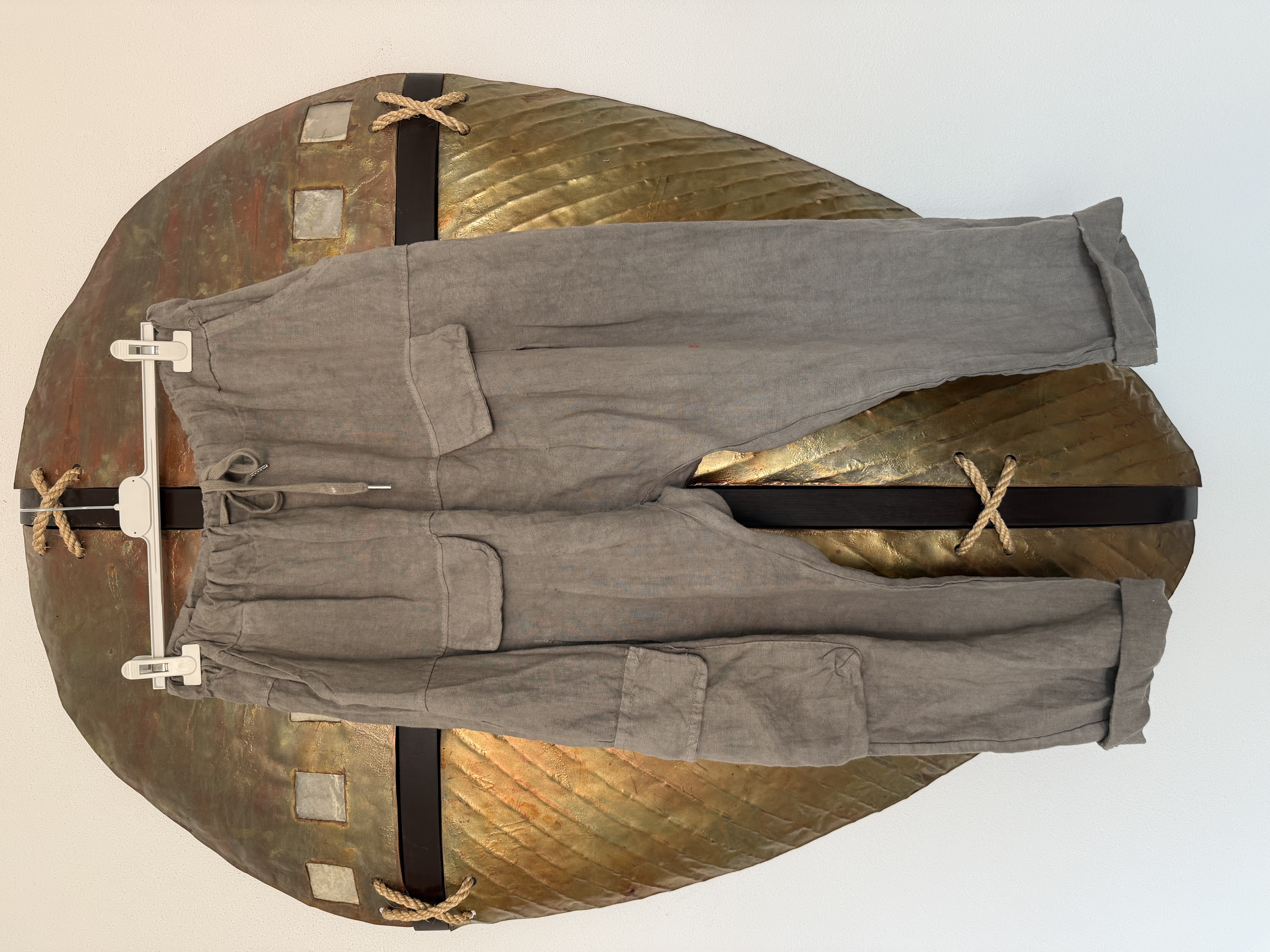 Baggy Linnen Cargo Broek Taupe