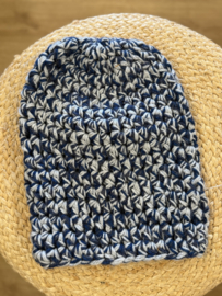 Winter Beanie Gemeleerd Blauw/Licht Grijs/Donker Blauw