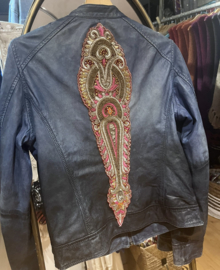 Bohemian Leather Jacket Donker Blauw