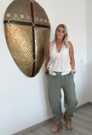 Linnen Broek Bali Army Groen