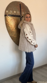Bodywarmer Capuchon Fake Fur Beige