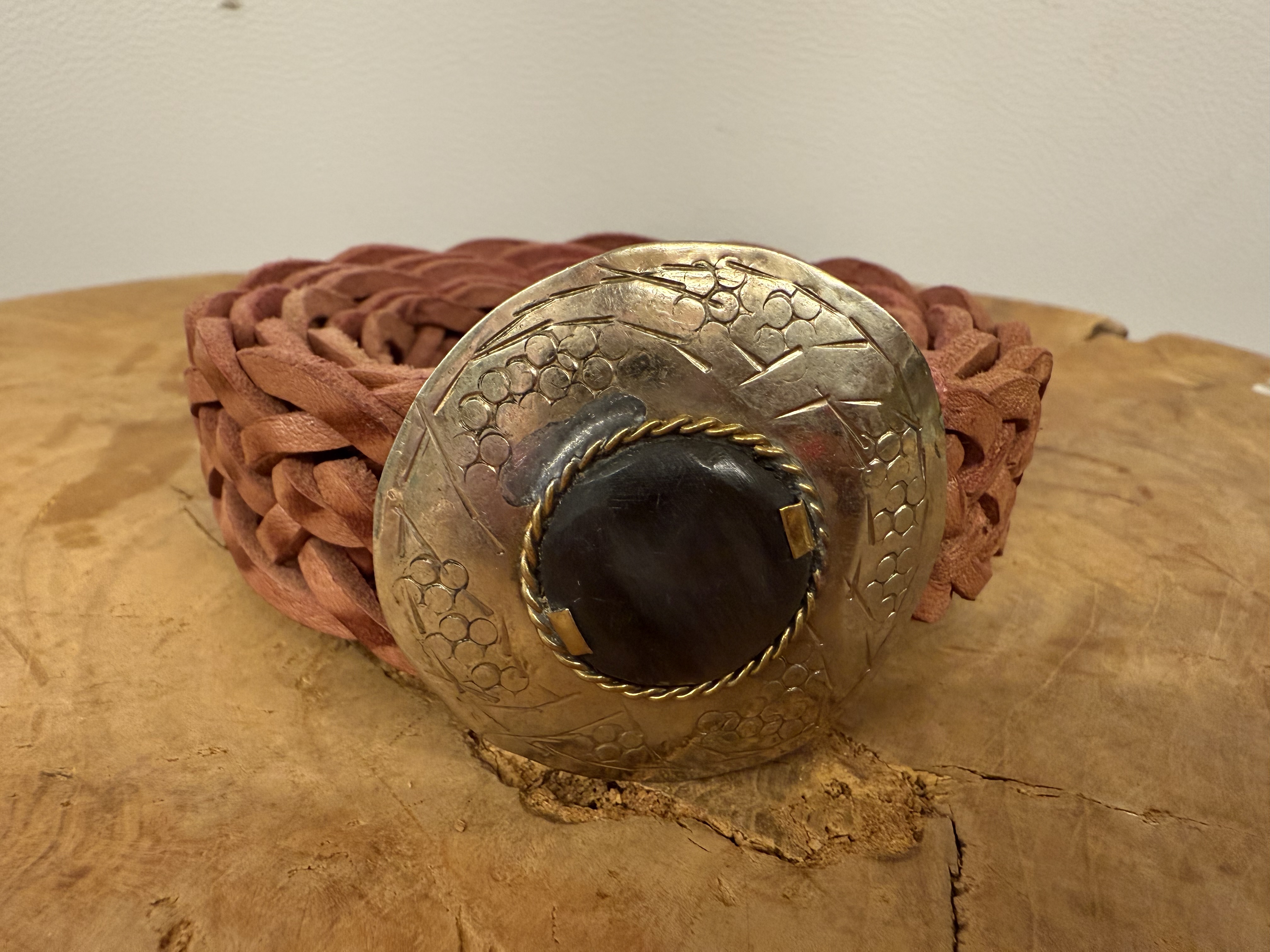 Bohemian Leather Belt Oud Roze Smal 1