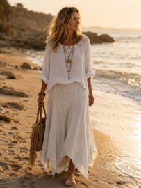 Linnen Rok Bella Beige