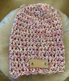 Vagabundo Es Vedra Zomer Beanie Roze Gouddraad