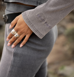 Meghan Rib Broek Washed Grijs