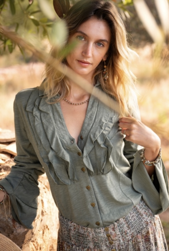 T-shirt/Blouse Eularia Army Groen