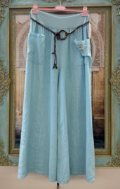 Broek 100% Linnen Turquoise