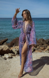 Chiffon Kimono Mallorca Pink/Blue Snake