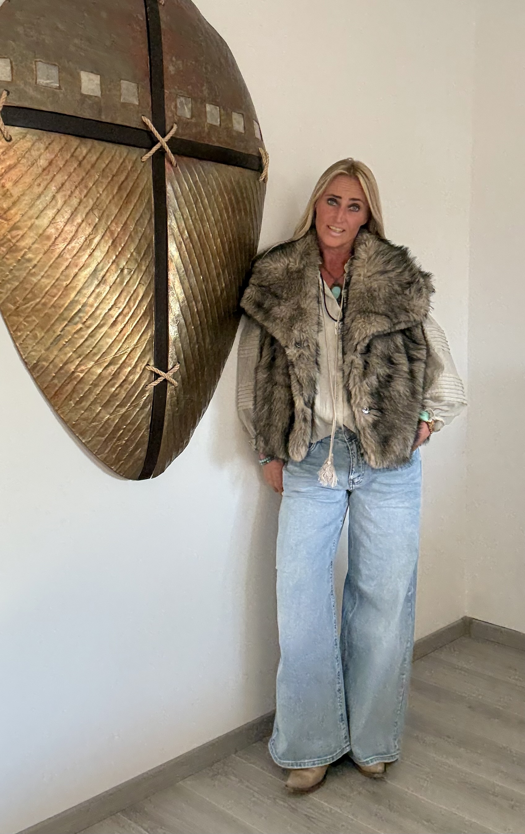 Bodywarmer Fake Fur Bruin/Zwart