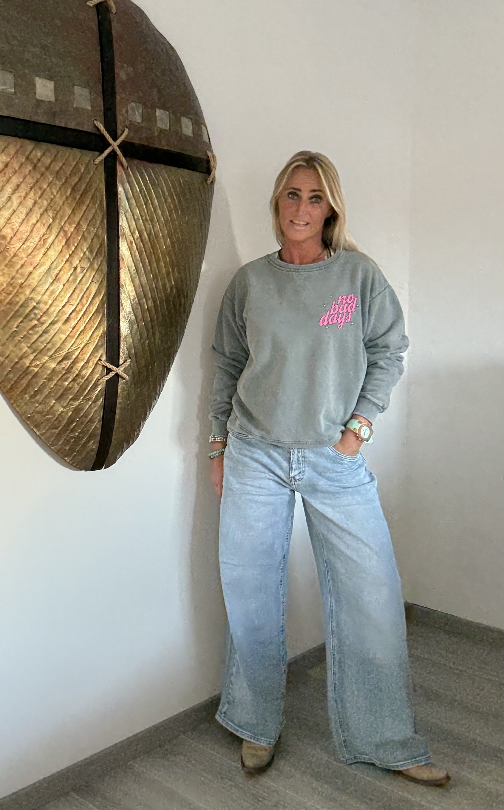 Trui No Bad Days Denim Blauw