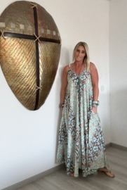 Boho Jurk Silk Blauw/Bruin