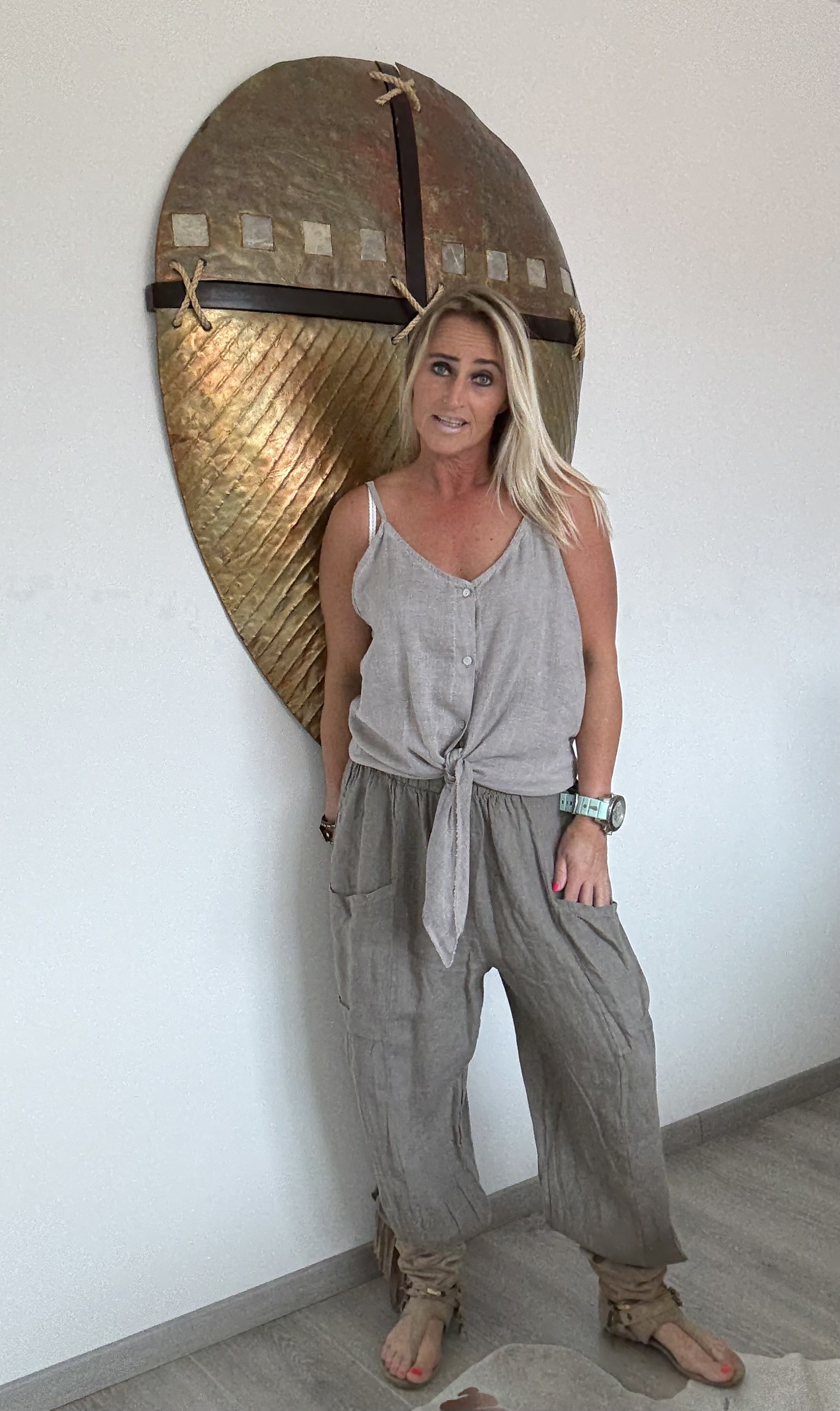 Linnen Broek Sami Taupe