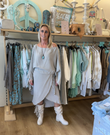 Rok Wide Linnen Taupe