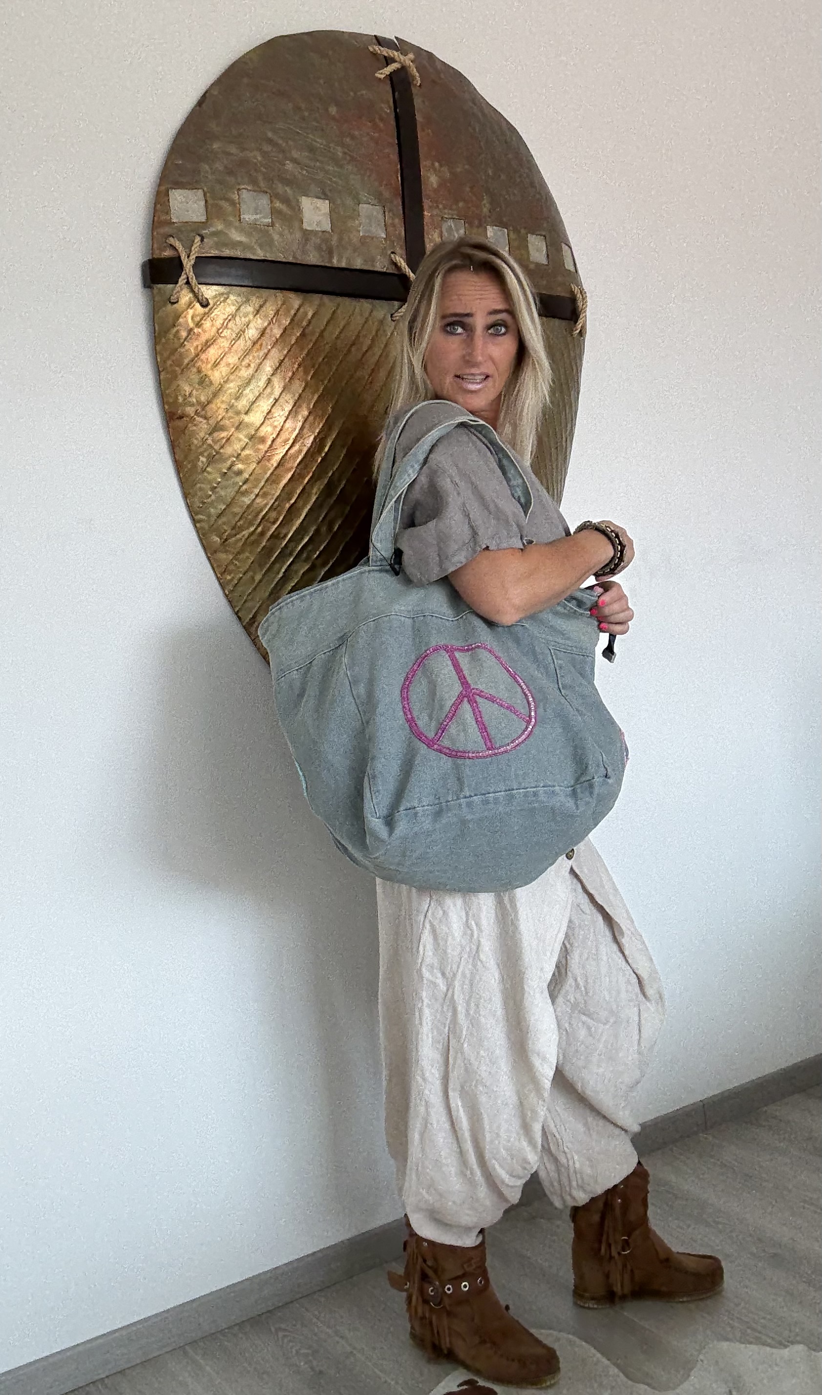 Denim Peace Shoppertas