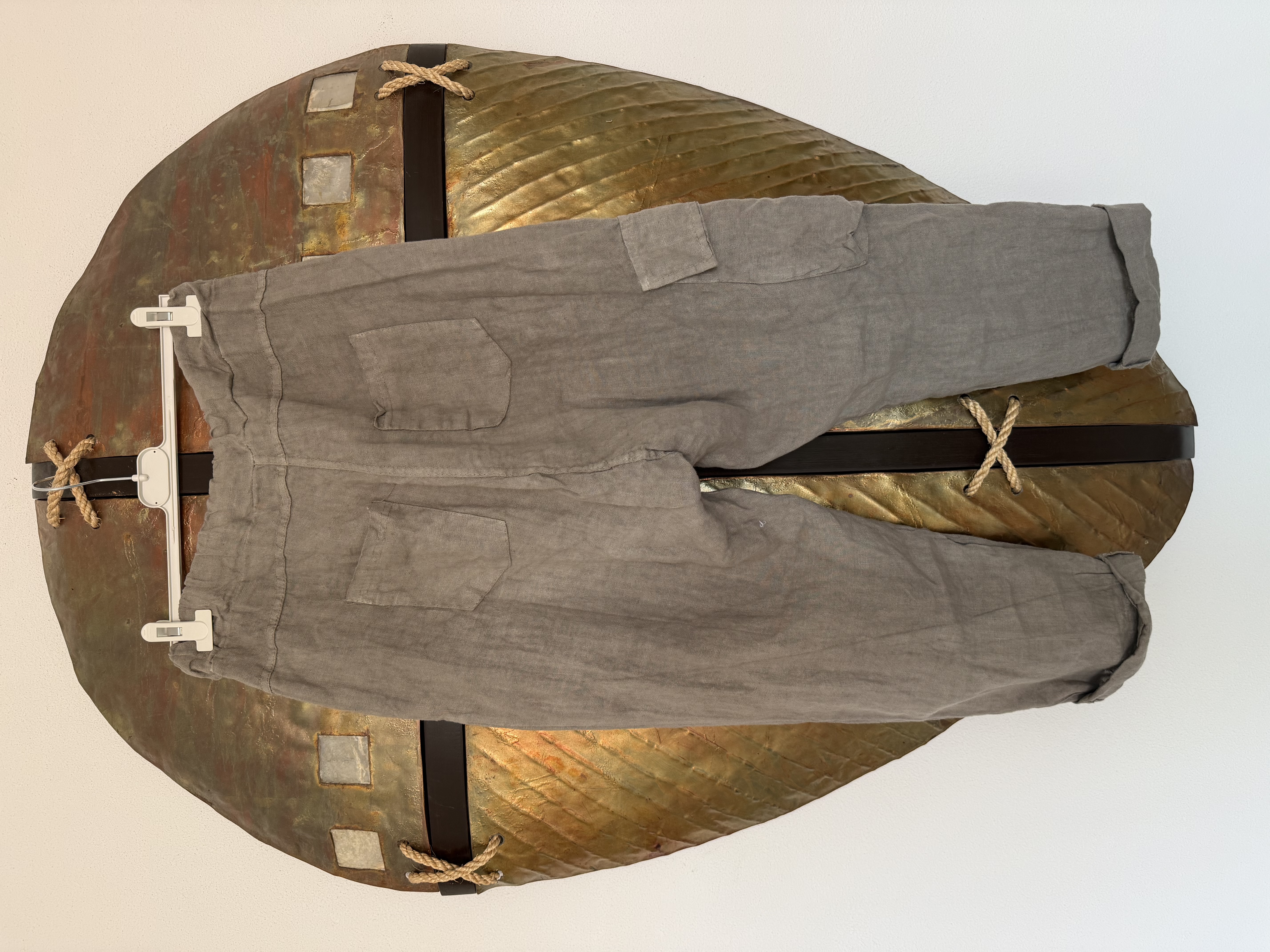 Baggy Linnen Cargo Broek Taupe