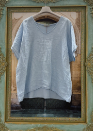 Linnen T-Shirt Bo Licht Blauw