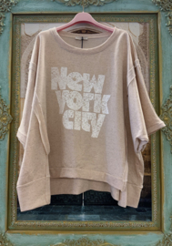 Gemeleerde Trui New York City Roze