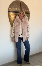Bodywarmer Capuchon Fake Fur Oud Roze