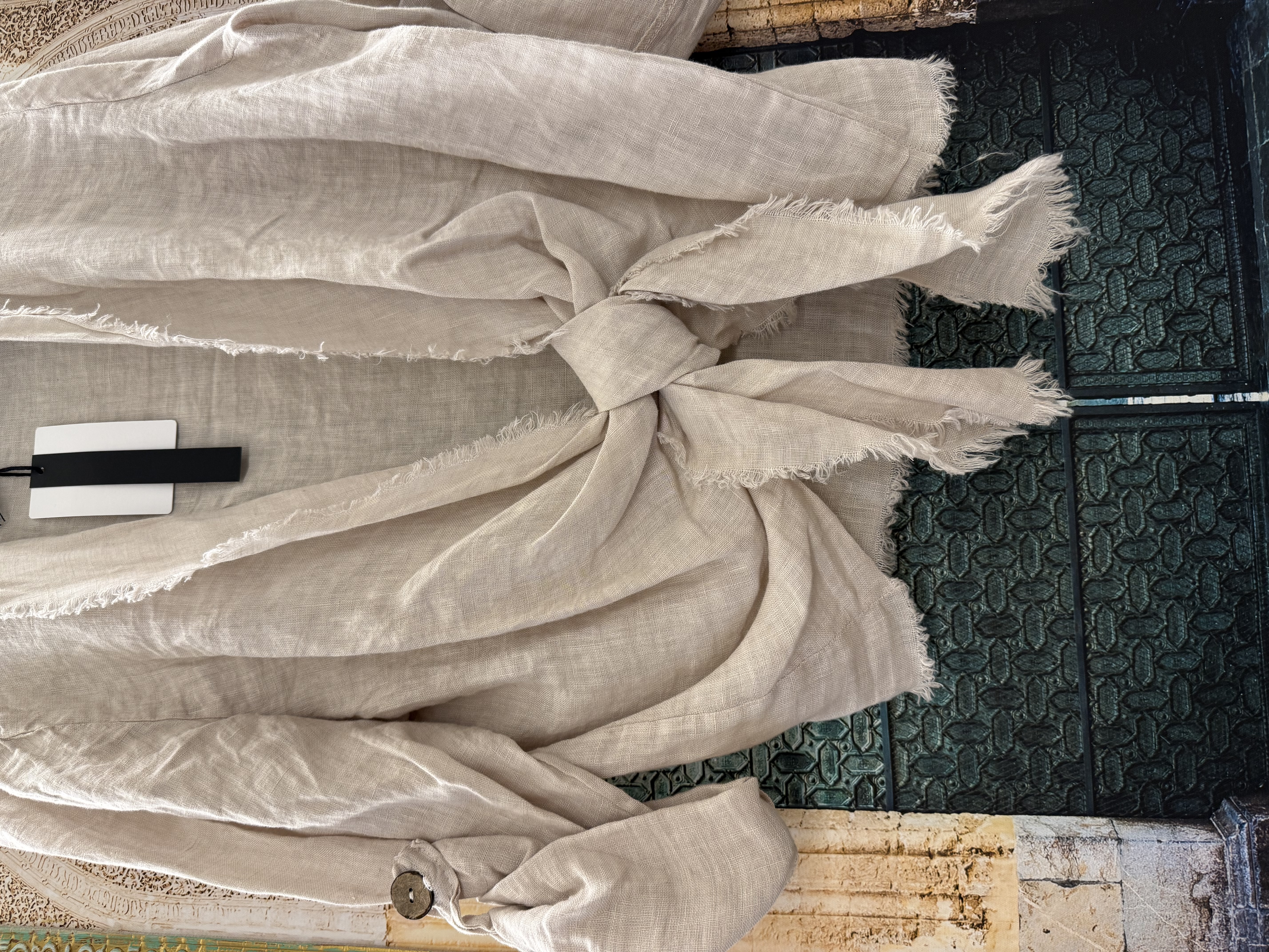 Linnen Knoopblouse Beige